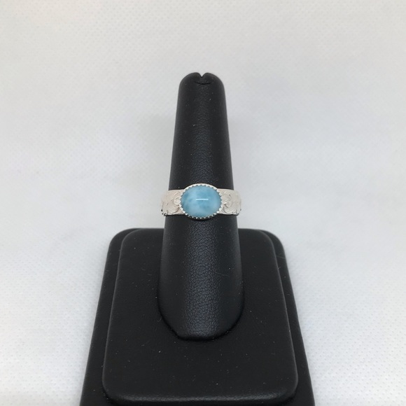 DBL~Designs By Lori~ Jewelry - Larimar Ring Handmade Oval Cabochon AA-Grade 8x10mm